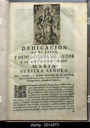 Maria Nuestra Senoraby Garcilaso de la Vega Spanien, Spanisch ( Allgemeine Geschichte von Peru. ) General History of Peru 1722 befasst sich mit der Entdeckung und wie die Spanier gewann es, die Bürgerkriege, die zwischen Pizzaro und Almagro von Garcilaso de la Vega der Inka gekämpft, 1539-1616 Spanien, Spanisch, Peru, peruanisch, Stockfoto