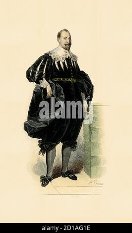 Porträt Gustav II Adolf 1630, handkolorierter Kupferstich von H. Pauquet. Er war Gründer des Schwedischen Reiches und König von Schweden (1611-1632). Geboren o Stockfoto