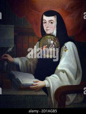 Porträt von Sor Juana Inés de la Cruz (1648-1695) Miguel Cabrera (1695–1768) Mexiko, mexikanisch. Stockfoto