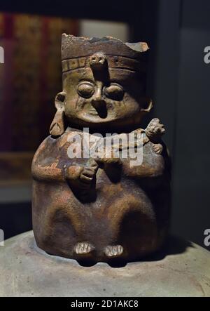 Große Halsvase kugelförmige anthropomorphe - Peru, Peruvian, Chancay Culture 1100 1450 Peruvian, Peru, Amerika, (Detail) Stockfoto