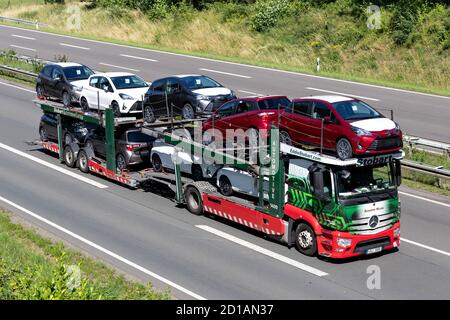 Eddie Stobart Autotraster auf der Autobahn. Stockfoto