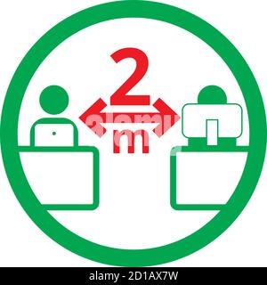 Halten Sie die soziale Distanz zwischen den Kollegen am Arbeitsplatz aufrecht Stock Vektor