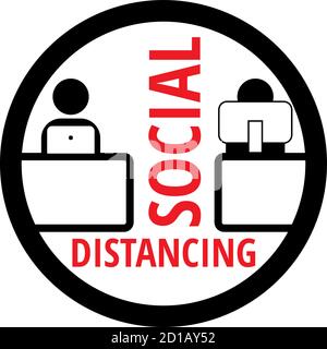 Halten Sie die soziale Distanz zwischen den Kollegen am Arbeitsplatz aufrecht Stock Vektor
