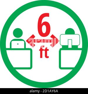 Halten Sie die soziale Distanz zwischen den Kollegen am Arbeitsplatz aufrecht Stock Vektor