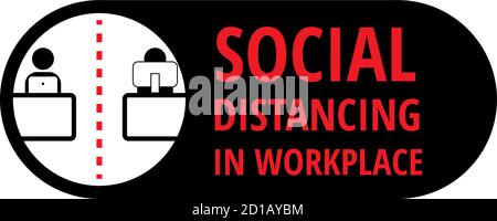 Halten Sie die soziale Distanz zwischen den Kollegen am Arbeitsplatz aufrecht Stock Vektor