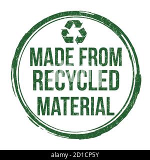 Hergestellt aus recyceltem Material Schild oder Stempel auf weißem Hintergrund, Vektor-Illustration Stock Vektor