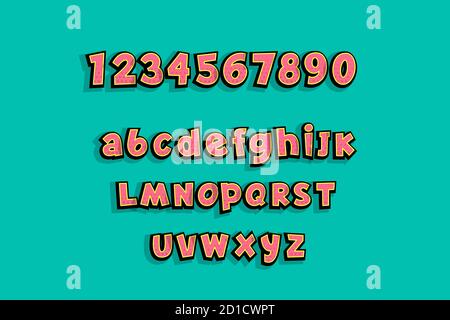 Kleinbuchstaben Comic-Text Alphabet Pop Art Stock Vektor