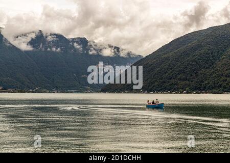 Kulinarische Tour auf dem Luganersee im Tessin, Circolo di Carona, Schweiz Stockfoto