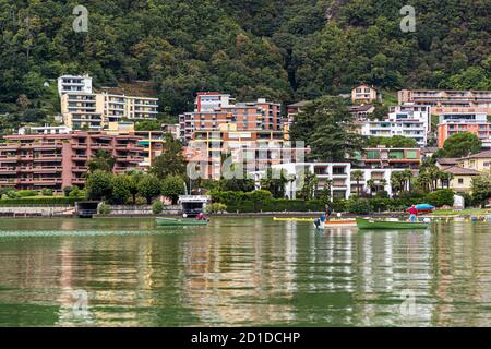 Kulinarische Tour auf dem Luganersee im Tessin, Circolo di Carona, Schweiz Stockfoto