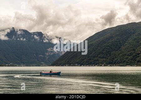 Kulinarische Tour auf dem Luganersee im Tessin, Circolo di Carona, Schweiz Stockfoto