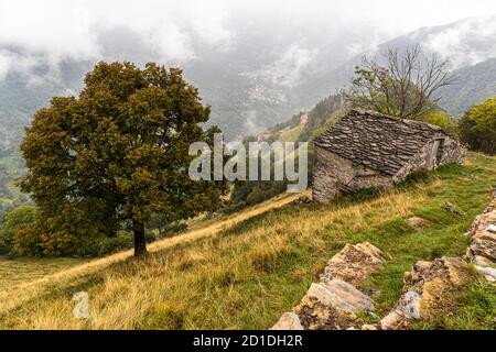 Impressionen im Tessin Muggiotal, Breggia, Schweiz Stockfoto