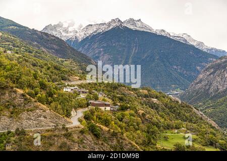 Visperterminens höchster Weinberg Europas Visp, Schweiz Stockfoto