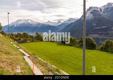 Safranernte und Verarbeitung in Mund, Naters, Schweiz Stockfoto