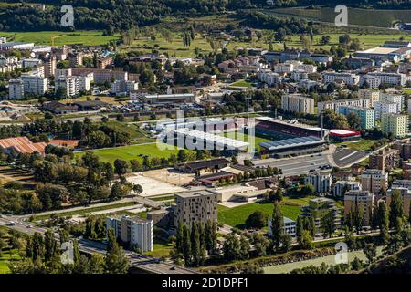 Fußballstadion in Sion, Schweiz Stockfoto