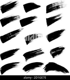 Viele Black strokestown Paint Pinselstriche Album isoliert auf Weiß Hintergrund Stockfoto