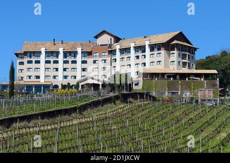 Hotel & Spa do Vinho, ein Marriott Autograph Collection Hotel im Valley of Vineyards (Vale dos Vinhedos) Serra Gaúcha in Rio Grande do Sul, Brasilien. Stockfoto