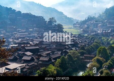 China Guizhou Xijiang Miao Dorf Stockfoto