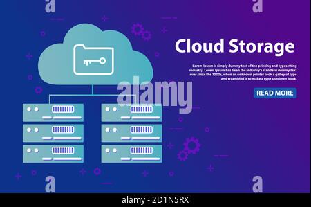 Cloud-Storage-Server. Hosting-Netzwerk. Online-Computing-Datenbank. Stock Vektor