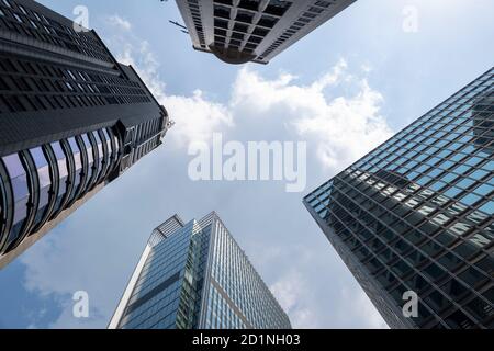 Blick auf die Wolkenkratzer Hongkongs. Stockfoto