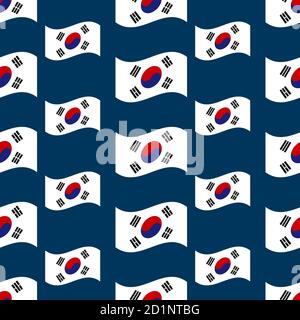 südkorea gewellte Flagge nahtlose Muster Vektor Illustration Hintergrund Stock Vektor