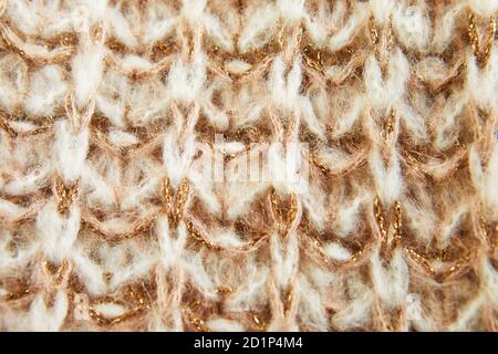 Struktur aus gestricktem Schal oder Pullover Hintergrund. Nahaufnahme Stockfoto