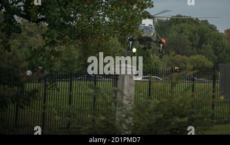 Airforce 1 verlässt das Walter Read National Military Hospital mit dem US-Präsidenten Donald J Trump, nachdem sie wegen Covid 19 behandelt wurde. Oktober 2020. Stockfoto