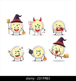 Halloween Ausdruck Emoticons mit Cartoon-Charakter von Kartoffelpüree Stock Vektor