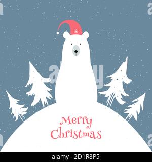 Frohe weihnachtskarte mit Eisbär Stock Vektor