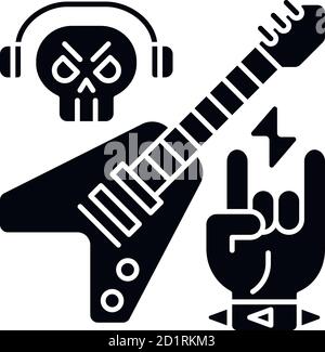 Schwarzes Glyphen-Symbol aus schwerem Metall Stock Vektor