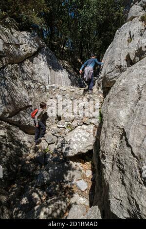 Pas de S'Escaleta, valle de Orient, sierra de Tramuntana, Mallorca, Balearen, Spanien Stockfoto