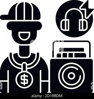 Hip-Hop-Musik schwarzes Glyph-Symbol Stock Vektor