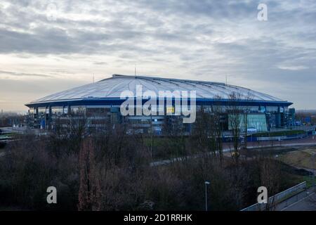 15. Februar 2020 Arena die AufSchalke (Veltins-Arena) ist ein Hallenfußballstadion in Gelsenkirchen, Nordrhein-Westfalen. Stockfoto