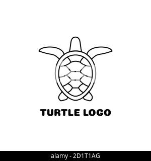 Vorlage für das Turtle Logo. Schwarzes Schildkrötensymbol auf weißem Hintergrund. Vektor EPS10 Stock Vektor