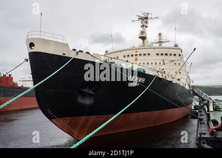 Murmansk, Russland, 16. August 2016. Der erste sowjetische Atomeisbrecher "Lenin" in Murmansk. Jetzt ist es ein Museum Stockfoto