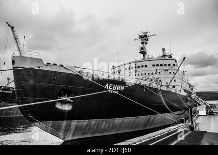 Murmansk, Russland, 16. August 2016. Der erste sowjetische Atomeisbrecher "Lenin" in Murmansk. Jetzt ist es ein Museum Stockfoto