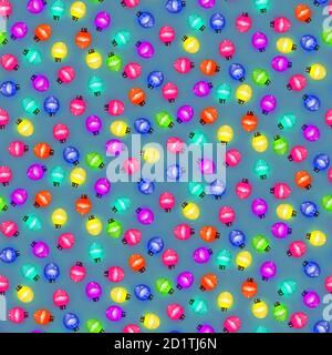 Nahtloses Muster Weihnachten bunte Lichter. Urlaub Set von Dekorationen Neujahr glühende Lichter. Dekorative Weihnachten realistische Objekte auf blauem Bac isoliert Stock Vektor