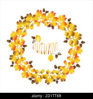 Indischer Sommer. Herbsturlaub. Vektorgrafik. Ein Kranz aus Eichelblättern. Stock Vektor