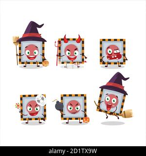 Halloween Ausdruck Emoticons mit Cartoon-Charakter unter uns Notfall Taste Stock Vektor