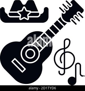 Schwarzes Glyphensymbol für Country-Musik Stock Vektor