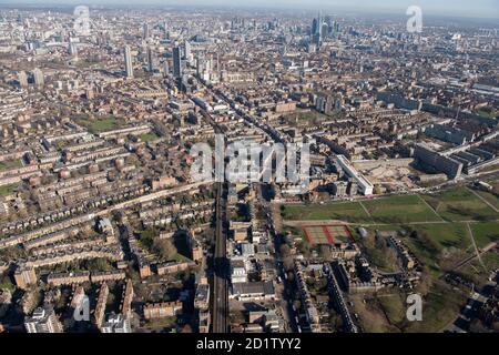 Blick auf Walworth, eine neue Heritage Action Zone, Walworth, London, 2018, Großbritannien. Luftaufnahme. Stockfoto