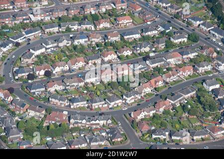 Doppelhaushälfte, Walzerville, Newcastle-upon-Tyne, 2014. Luftaufnahme. Stockfoto