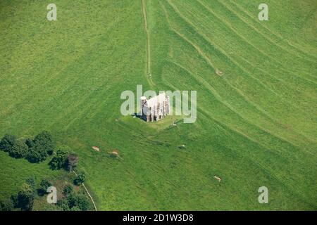 St. Catherine's Chapel, Chapel Hill, Dorset, 2014. Luftaufnahme. Stockfoto