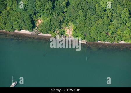 D-Day Landing Craft Wartungsstelle auf dem River Dart, Devon, 2014. Luftaufnahme. Stockfoto