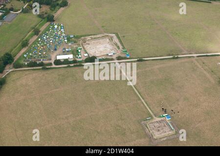 Ausgrabungen in Calleva Roman Town, Silchester, Hampshire, 2014. Luftaufnahme. Stockfoto