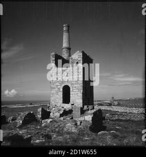 Higher Levant Mine, Engine House, Levant Road, Trewellard, St. Just, Cornwall, Großbritannien. Stockfoto