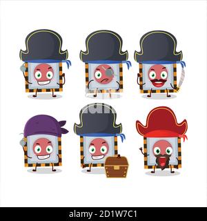 Cartoon-Charakter unter uns Notfall-Taste mit verschiedenen Piraten Emoticons Stock Vektor