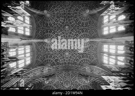 Detailansicht der Fächergewölbedecke in der Lady Chapel, auch bekannt als Henry VII's Chapel, in Westminster Abbey. Stockfoto