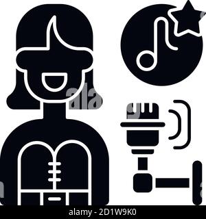 Pop-Musik schwarzes Glyphsymbol Stock Vektor