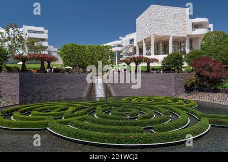 Der zentrale Garten des Getty Centers, Los Angeles, Kalifornien, USA. Stockfoto