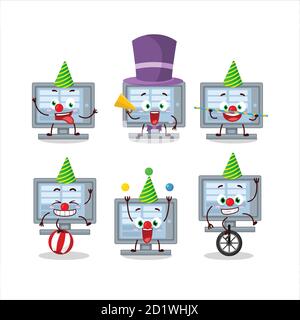 Cartoon-Charakter von unter uns Monitor mit verschiedenen Zirkus-Shows Stock Vektor